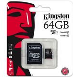 Kingston Micro SD Kaart 64GB + SD Adapter - UHS-I - Klasse 10