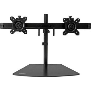 StarTech.com Dubbele monitorstandaard - Ondersteunt schermen van 12 inch tot 24 inch - Verstelbaar - VESA-beugel voor bureau - Discrete voet - Horizontaal - Zwart (ARMBARDUO)