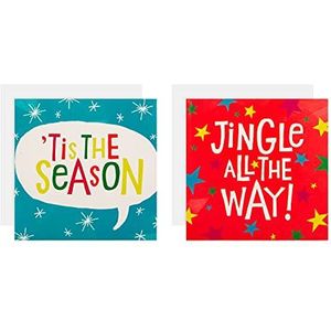 Hallmark 25557021 Kerstkaarten met 2 grappige moderne designs, verschillende kleuren, 30 stuks