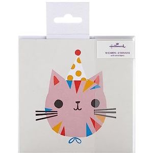 Hallmark Verjaardagskaarten voor kinderen - pak van 10 in 2 schattige kattenontwerpen