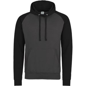 Awdis Gewoon Hoods Volwassenen Unisex Two Tone Hooded Honkbal Sweatshirt/Hoodie (Houtskool/Jet zwart)