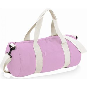 Bagbase Gewoon Varsity Barrel / Duffle Bag (20 Liter) (CLassic Pink/White)
