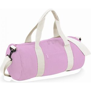 Bagbase Gewoon Varsity Barrel / Duffle Bag (20 Liter)  (Klassiek Roze/Wit)