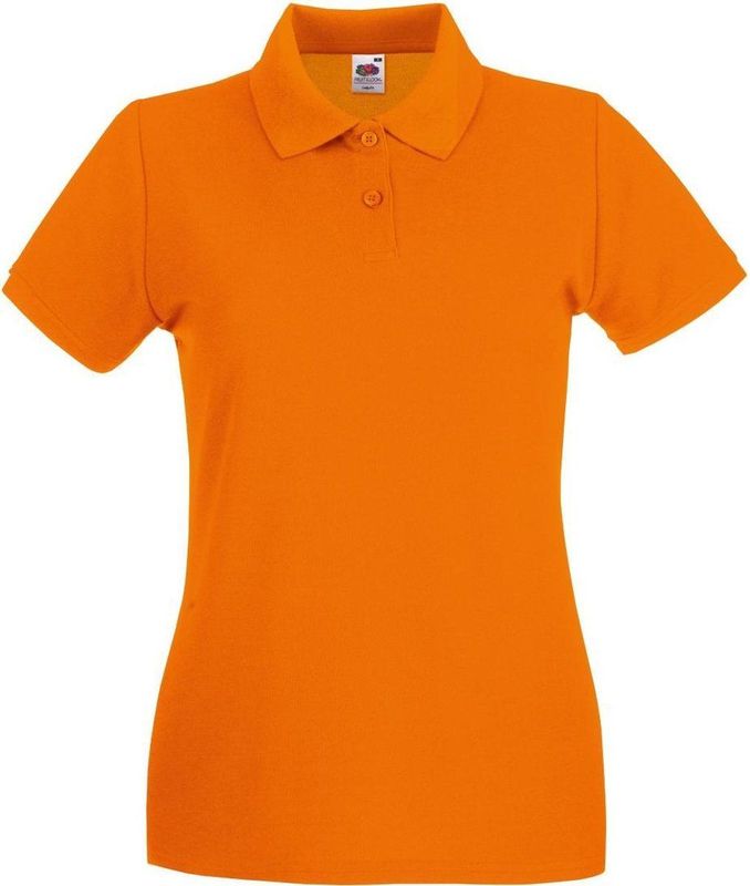 Fruit Of The Loom - Dames-Fit Premium Poloshirt - Oranje - Korte Mouwen