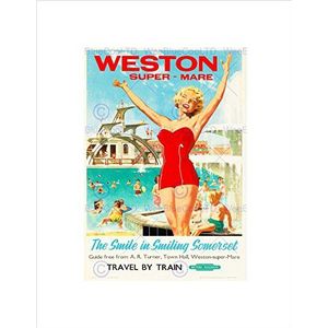 Wee Blue Coo Travel Weston Super Mare Somerset UK Zwembad Zon Knaagdier Trein Fun Art Wall