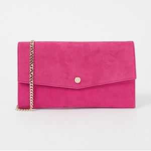 L.K.Bennett Layla clutch van suède met afneembare schouderriem