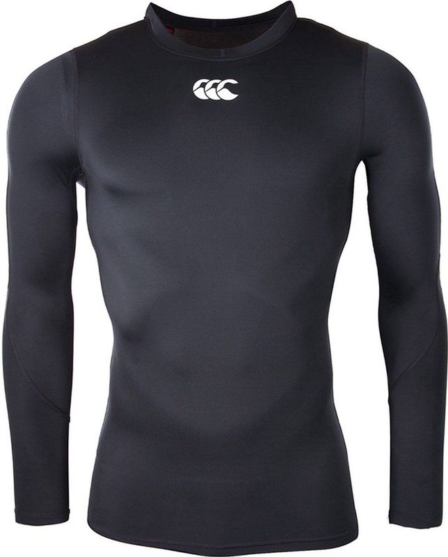 Canterbury Mercury compressieshirt voor heren, TCR lange mouwen, zwart.