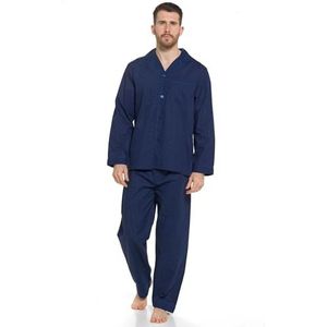 Strong Souls Herenpyjama, traditionele 2-delige pyjama, Navy - met streep, XL