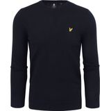 Lyle & Scott - Donkerblauwe Sweater - Katoen - Ronde Hals - Ribbeling