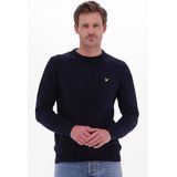 Lyle & Scott - Gebreide Trui - Donkerblauw - Lamswollen Blend - Ronde Hals