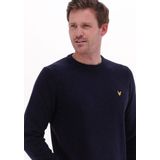 Lyle & Scott - Gebreide Trui - Donkerblauw - Lamswollen Blend - Ronde Hals