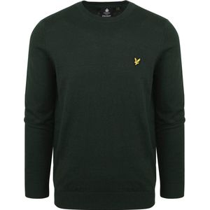 Lyle & Scott - Katoenen Merino Trui - Groen - Ronde Hals