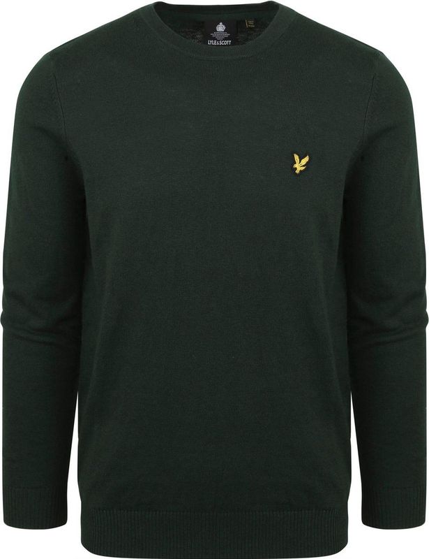 Lyle & Scott - Katoenen Merino Trui - Groen - Ronde Hals