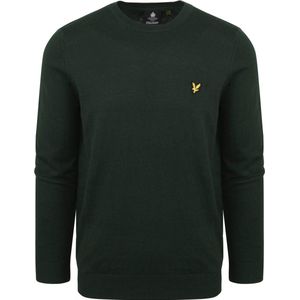 Lyle & Scott - Katoenen Merino Trui - Groen - Ronde Hals