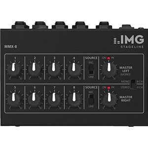MONACOR MMX-8 Miniatuur Audio Mixer in zwart, Universele Microfoonmixer met Jack Connector