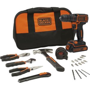 Black+Decker BDCDC18HTSA Accuboormachine - 18 V - Inclusief Gereedschapset