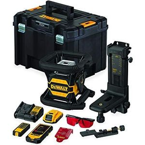 DeWALT DCE080D1RS 18V Rotatie Laser Set Incl. Ontvanger In Koffer - Rood - 30m - IP67