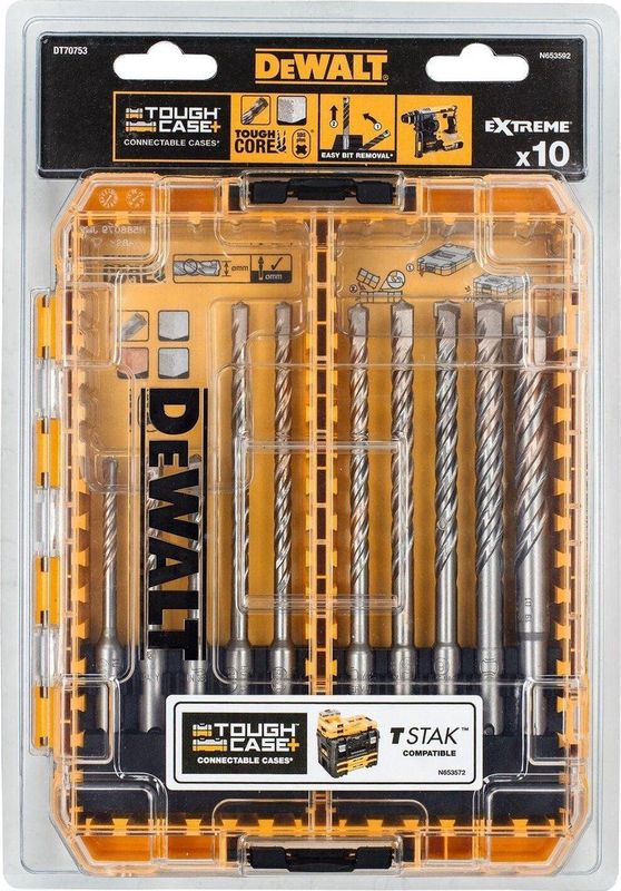 DeWALT DT70753-QZ - SDS-Plus 10-delige Betonborenset - 5/6/7/8/9/10/12mm - Cassette