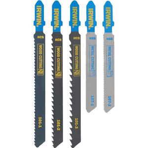IRWIN - Decoupeerzaagbladen Set - 5 Stuks - Hout en Metaal - T-aansluiting