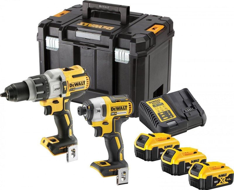 DeWALT DCK276P3T Accu Combiset Klop-/Schroefboormachine DCD996 + Slagschroevendraaier DCF887 18V 3x5.0Ah XR in TSTAK