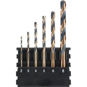DeWALT Set (6 stuks) bithouder + ijzerboren met ronde schacht Zwart & Goud DT70828
