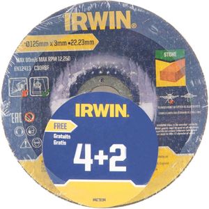 IRWIN 4 slijpschijven (+ 2 gratis)125mmx3mm doorslijpschijf steen