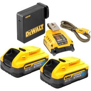 DeWalt Accessoires DCB094H2-QW - 18V XR USB-C Laadadapter met 2x 5.0Ah POWERSTACK accu DCB094H2-QW