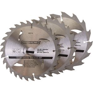Silverline TCT cirkelzaagblad 16, 24, 30 tanden, 3 pak 150 x 20 - 16 en 12,75 mm ringen