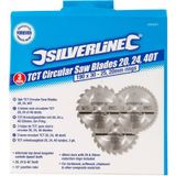 Silverline TCT cirkelzaagblad 20, 24, 40 tanden, 3 pak 190 x 30 - 25 en 20 mm ringen