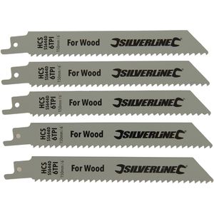 Silverline Reciprozaagblad, 6 tpi, 5 pk. 150 mm