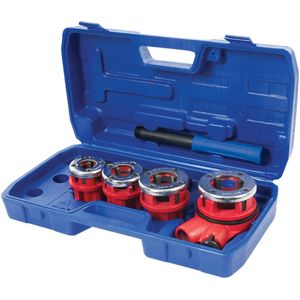 Silverline - Pijpdraad Snijder Set - Gietijzeren Matrijskoppen - 5-delig - Ø 13-32 mm - Met Opbergkoffer