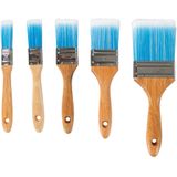 Silverline Synthetische schilderskwasten set - 5 delig - diverse maten - roestvrij stalen ring