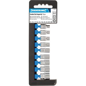 Silverline Imperiale dopsleutelset - 9-delig - Chroom vanadium staal - 3/16"" t/m 1/2