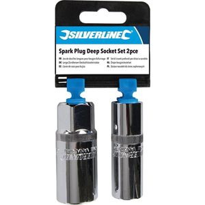 Silverline Diepe bougie dopsleutelset - 16 en 21 mm - chroom vanadium staal - rubberen inlegstukken