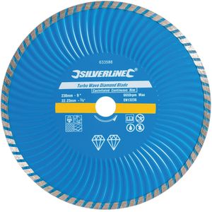 Silverline Diamant turbo wave snijschijf - Ø 230 mm - Gesloten velg - Voor nat en droog slijpen
