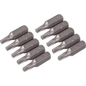 Silverline Torx schroevendraaier bits - chroom vanadium - 25 mm - T20 - set van 10