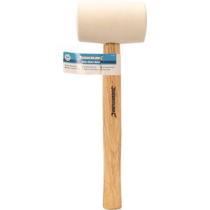 Silverline Hamer met witte rubberen kop - 454 gram - hardhouten schacht - zachte slagen - gelakt handvat