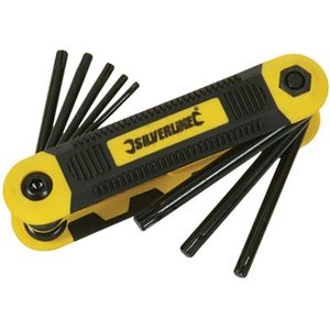 Silverline Torx Sleutelset 8-delig - Staal - T9 T/M T40 - Uitklapbaar