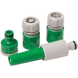 Silverline Complete tuinslangkoppeling set - 5-delig - inclusief sproeimondstuk met variabele patronen
