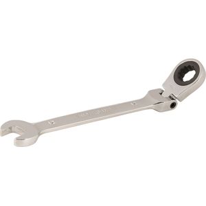 Silverline Flexibele ringratelsleutel - 12 mm - 180° kantelbare kop - Roestbestendig - Hoogglans afwerking