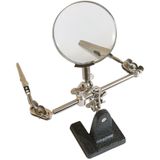 Silverline Derde hand met vergrootglas - 2 verstelbare armen - 63 mm - 2.5x vergroting - zware voet