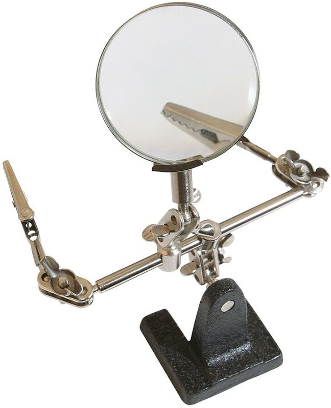 Silverline Derde hand met vergrootglas - 2 verstelbare armen - 63 mm - 2.5x vergroting - zware voet
