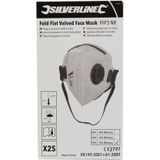 Silverline Plat Vouwbaar FFP3 Stofmasker met Ventiel - Enkel Gebruik Displaydoos - 25 stuks
