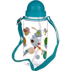 Drinkfles waterfles ruimte met rietje - Puckator- kinderdrinkfles - Astronaut Duurzame BPA vrije 450ml