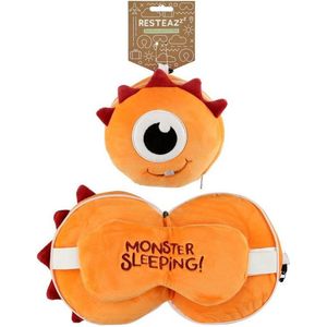 Relaxeazzz Pluche Monstarz Monster Rond Reiskussen & Slaapmasker - Oranje