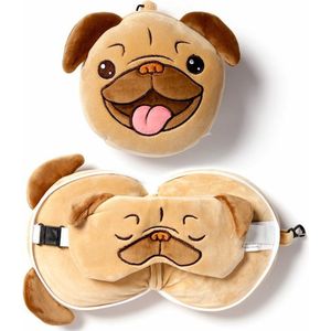 Relaxeazzz - Mopshond - Reiskussen - Slaapmasker - Polyester - Geschikt Voor Kinderen
