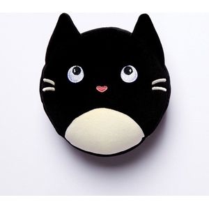 Puckater - Reiskussen & Slaapmasker - Relaxeazzz Feline Fine Rond - Zwart&Wit - Poes