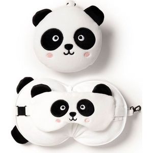 Relaxeazzz Panda knuffel/reiskussen/slaapmasker - 2-in1 set - kinderen