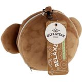 Relaxeazzz - Aap - Reiskussen en Slaapmasker Set - Bruin - Polyester