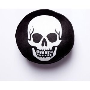 Relaxeazzz Pluche Doodshoofd Rond Reiskussen en Slaapmasker - Zwart